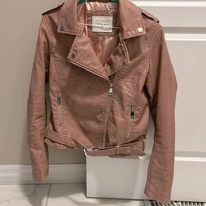 Muted rose faux leather jacket